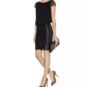 Diane von Furstenburg Lisa Leather Trim Skirt (c)